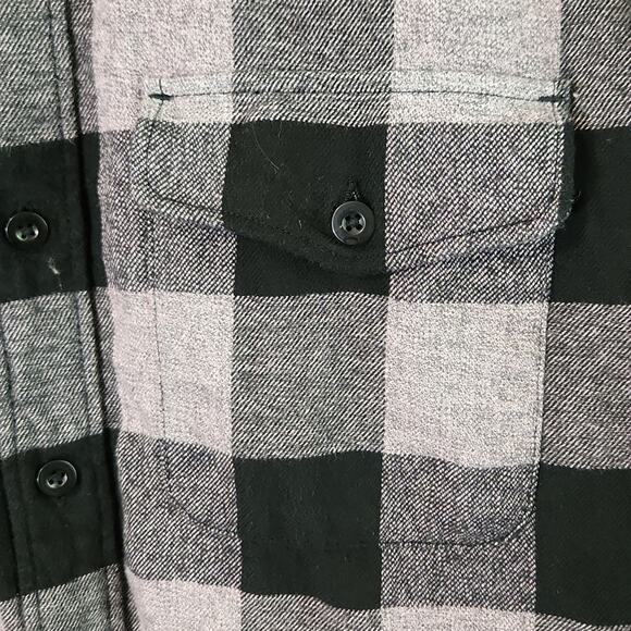 American Eagle Outfitters Women Black Gray Lavender Plaid Flannel XL Classic Fit - Picture 3 of 13